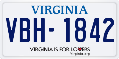 VA license plate VBH1842