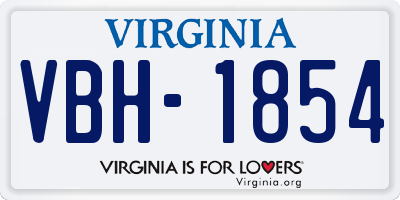 VA license plate VBH1854
