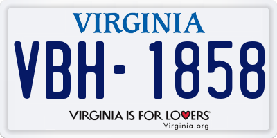 VA license plate VBH1858