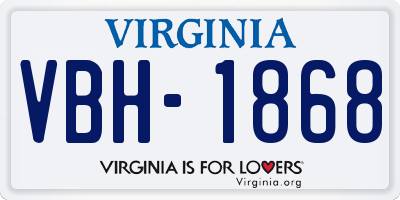 VA license plate VBH1868