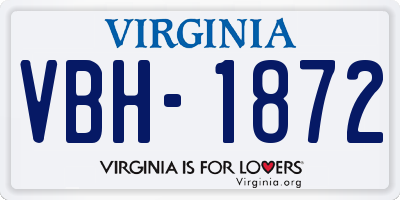 VA license plate VBH1872