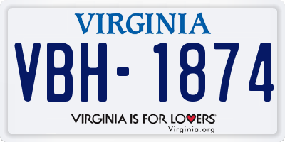 VA license plate VBH1874