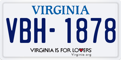 VA license plate VBH1878