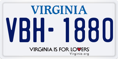 VA license plate VBH1880