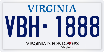VA license plate VBH1888