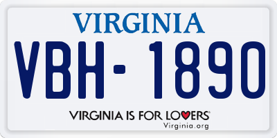 VA license plate VBH1890