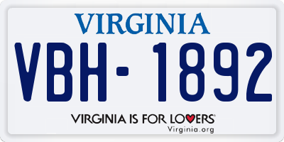 VA license plate VBH1892