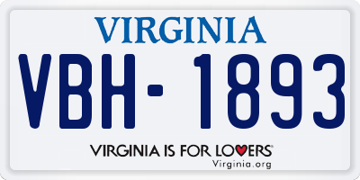 VA license plate VBH1893
