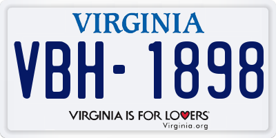 VA license plate VBH1898