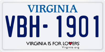 VA license plate VBH1901