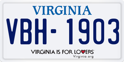 VA license plate VBH1903