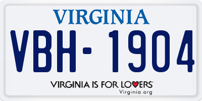 VA license plate VBH1904