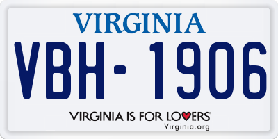 VA license plate VBH1906