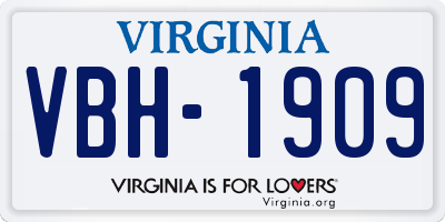 VA license plate VBH1909