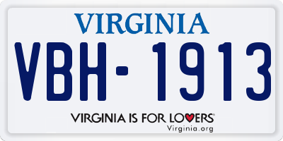VA license plate VBH1913