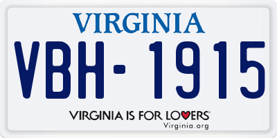 VA license plate VBH1915