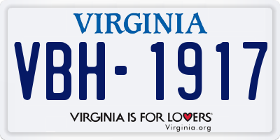 VA license plate VBH1917
