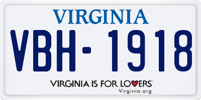 VA license plate VBH1918