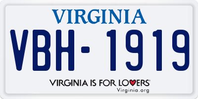 VA license plate VBH1919