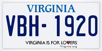 VA license plate VBH1920