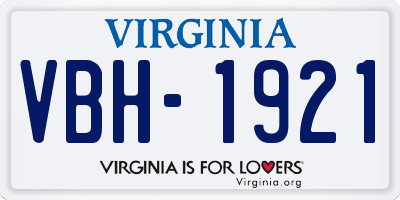 VA license plate VBH1921