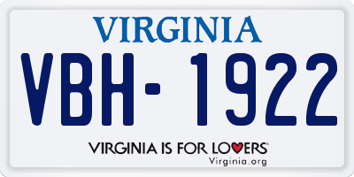 VA license plate VBH1922