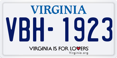 VA license plate VBH1923