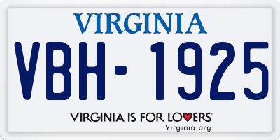 VA license plate VBH1925