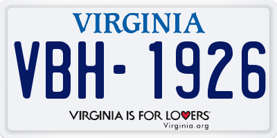 VA license plate VBH1926