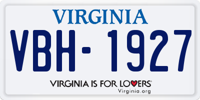 VA license plate VBH1927