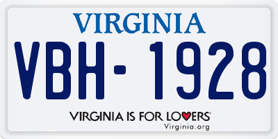 VA license plate VBH1928