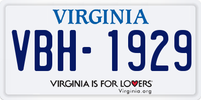 VA license plate VBH1929