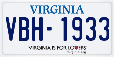VA license plate VBH1933