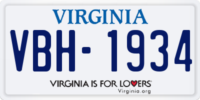 VA license plate VBH1934