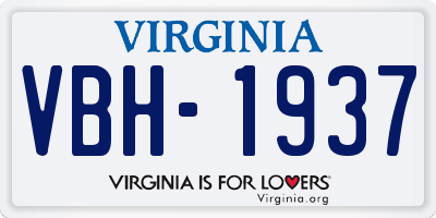 VA license plate VBH1937