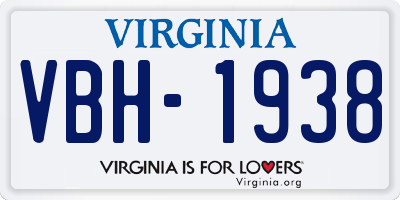 VA license plate VBH1938