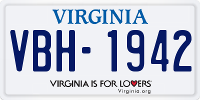 VA license plate VBH1942