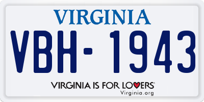 VA license plate VBH1943
