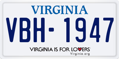 VA license plate VBH1947