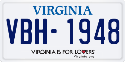 VA license plate VBH1948