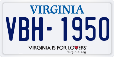VA license plate VBH1950