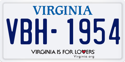 VA license plate VBH1954