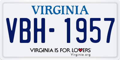 VA license plate VBH1957