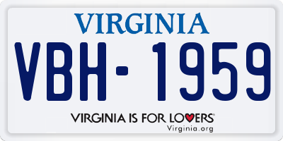 VA license plate VBH1959