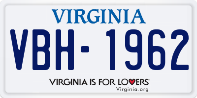 VA license plate VBH1962