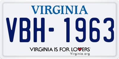 VA license plate VBH1963