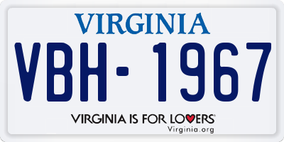 VA license plate VBH1967
