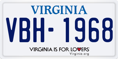 VA license plate VBH1968
