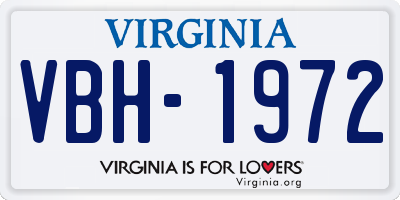 VA license plate VBH1972