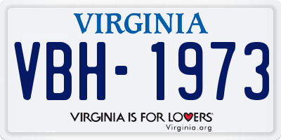 VA license plate VBH1973